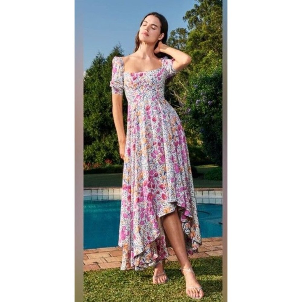 Agua by Agua Bendita Pink Floral Midi Dress